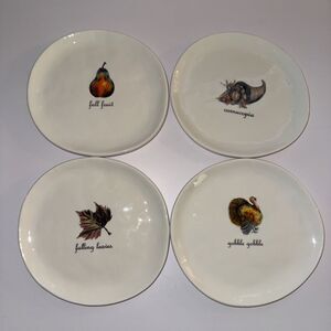 VINT SET OF 4 MAGENTA M STUDIOS FALL‎ SNACK/DESSERT PLATES~THANKSGIVING HARVEST